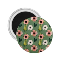 Flower Green Pink Pattern Floral 2 25  Magnets by anzea