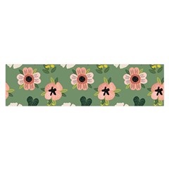 Flower Green Pink Pattern Floral Oblong Satin Scarf (16  X 60 )