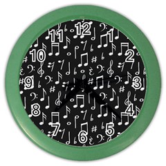Chalk Music Notes Signs Seamless Pattern Color Wall Clock by Ravend