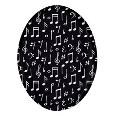 Chalk Music Notes Signs Seamless Pattern Oval Glass Fridge Magnet (4 Pack) by Ravend