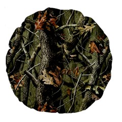 Realtree Camo Seamless Pattern Camo Hunting Large 18  Premium Flano Round Cushions by Perong