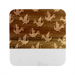 Crane Pattern Marble Wood Coaster (square)