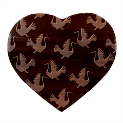 Crane Pattern Heart Wood Jewelry Box