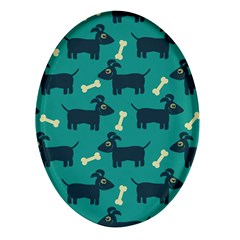 Happy Dogs Animals Pattern Oval Glass Fridge Magnet (4 Pack) by Ket1n9