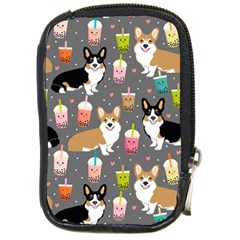 Corgi Boba Tea Bubble Tea Kawaii Food Welsh Corgis Dog Compact Camera Leather Case by Perong