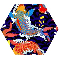 Koi Fish Traditional Japanese Art Wooden Puzzle Hexagon by Perong