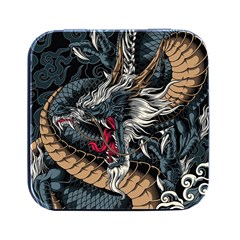 Dragon Snake Legend Japanese Mythology Square Metal Box (black) by Perong