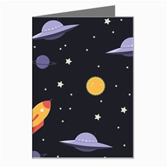 Cosmos Rocket Spaceship Ufo Greeting Card