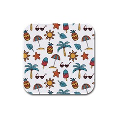 Summer Pineapple Fruit Tropical Rubber Square Coaster (4 Pack)