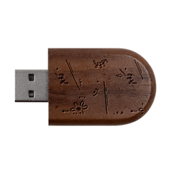 Summer Flowers Spring Background Wood Oval Usb Flash Drive