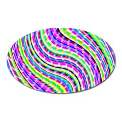 Neon Trippy Swirls Twirls Design Oval Magnet