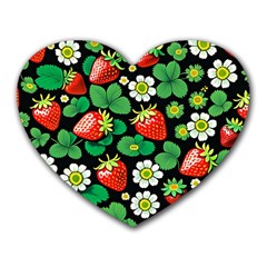 Strawberries Pattern Heart Mousepad