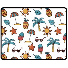 Summer Pineapple Fruit Tropical Two Sides Fleece Blanket (medium)