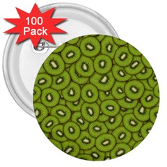 Kiwi Fruit Pattern Green Background 3  Buttons (100 Pack) 