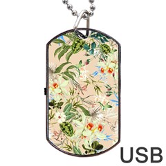 Textile Fabric Tropical Dog Tag Usb Flash (one Side)