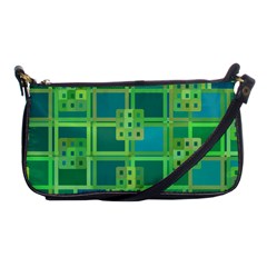 Green Abstract Geometric Shoulder Clutch Bag