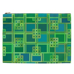 Green Abstract Geometric Cosmetic Bag (xxl)