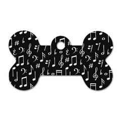 Chalk Music Notes Signs Seamless Pattern Dog Tag Bone (one Side)