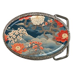 Seamless Pattern Chinoiserie Flowers Belt Buckles