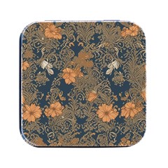 Seamless Pattern Patterns Leaves Vintage Square Metal Box (black)