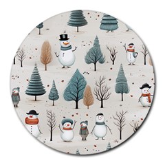 Snowman Snow Christmas Round Mousepad