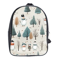Snowman Snow Christmas School Bag (large)