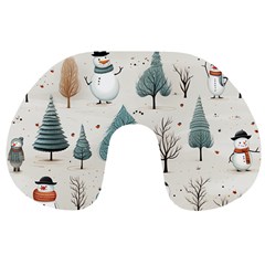 Snowman Snow Christmas Travel Neck Pillow