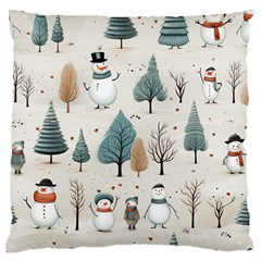 Snowman Snow Christmas Standard Premium Plush Fleece Cushion Case (two Sides)