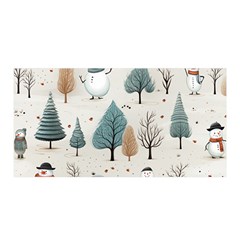 Snowman Snow Christmas Satin Wrap 35  X 70 