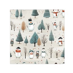 Snowman Snow Christmas Square Satin Scarf (30  X 30 )