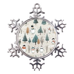 Snowman Snow Christmas Metal Large Snowflake Ornament