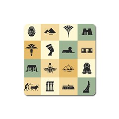 Egyptian Flat Style Icons Square Magnet