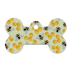 Bees Pattern Honey Bee Bug Honeycomb Honey Beehive Dog Tag Bone (one Side)