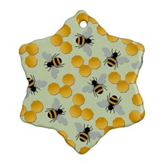 Bees Pattern Honey Bee Bug Honeycomb Honey Beehive Ornament (snowflake)