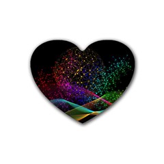 Particles Waves Line Multicoloured Rubber Coaster (heart)