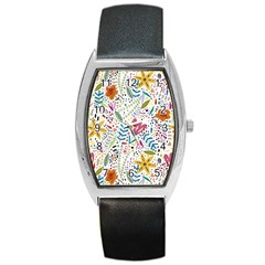 Flowers Nature Wallpaper Background Barrel Style Metal Watch