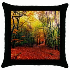 Forest Woods Autumn Nature Throw Pillow Case (black)