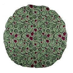 Swirls Foliage Leaves Green Large 18  Premium Flano Round Cushions