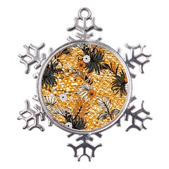 Leaf Yellow Point Flower White Metal Large Snowflake Ornament