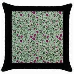 Swirls Foliage Leaves Green Throw Pillow Case (black)