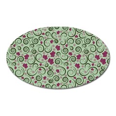 Swirls Foliage Leaves Green Oval Magnet