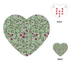 Swirls Foliage Leaves Green Playing Cards Single Design (heart)