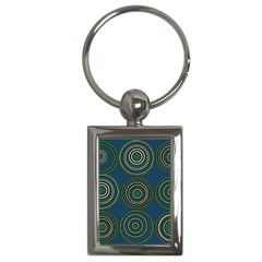 Mazipoodles Retro Circles Revisited- Teal Green White  Key Chain (rectangle)