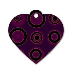 Mazipoodles Retro Circles Revisited - Blackcurrant Blackcherry Black Dog Tag Heart (two Sides)