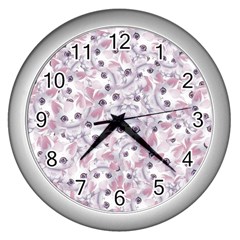 Sweet Kawaii Kitty Pattern (ai) Bk Wall Clock (silver)