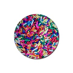 Colorful Candy Texture, Close-up Rubber Round Coaster (4 Pack)