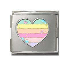 Pastel, Butterfly, Spring, Stripes, Mega Link Heart Italian Charm (18mm) by kyorashop23