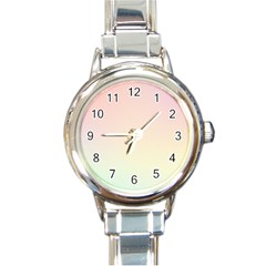 Rainbow Pastel, Purple, Gradient, Light, Led, Pink, Simple Round Italian Charm Watch