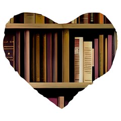 Books Bookshelves Office Fantasy Background Artwork Book Cover Apothecary Book Nook Literature Libra Large 19  Premium Flano Heart Shape Cushions