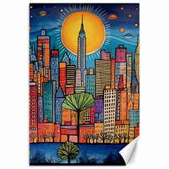 City New York Nyc Skyscraper Skyline Downtown Night Business Urban Travel Landmark Building Architec Canvas 20  X 30 